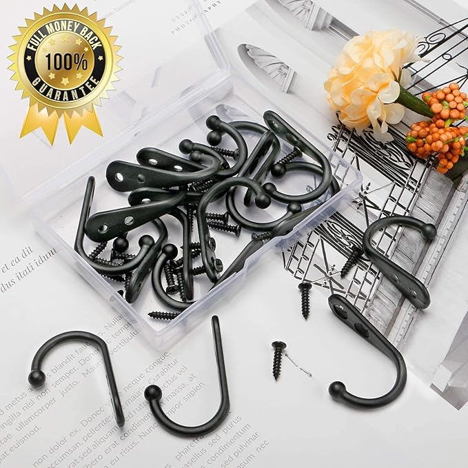 15Pcs Black Wall Mounted Coat Hooks, Hanger Hook - Image 3