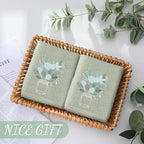 2 Pcs Eucalyptus Hand Towels Gray Green Bathroom Decor 14x29 Inch Embroidered - Image 2