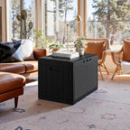 JUMMICO 100 Gallon Resin Deck Box, Waterproof Outdoor Storage Box with Lockable Lid for Garden Tools, Patio Cushions (Black) - Image 7