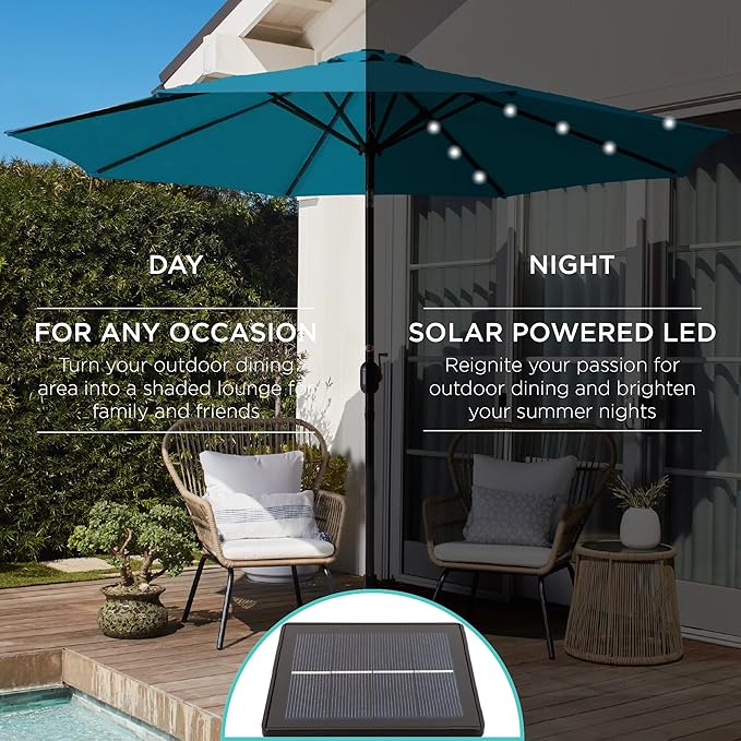 Best Choice Products 10ft Solar Polyester LED Lighted Patio Umbrella w/Tilt Adjustment and UV-Resistant Fabric - Image 3