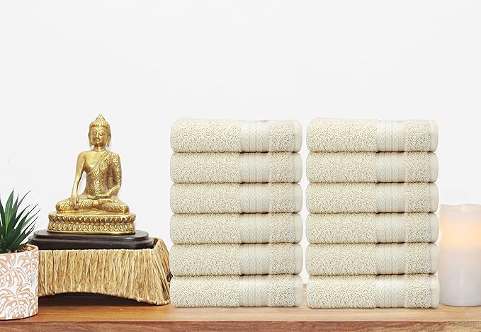 Cotton Craft Ultra Soft 12 Pack Wash Cloths 12x12 Ivory Weighs 2 Ounces Each - Image 4
