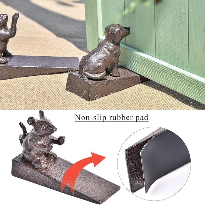 Sungmor Heavy Duty Cast Iron Dog Door Stops | Decorative Cute Animal Statue - Image 6