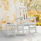 LUE BONA Outdoor Rocking Chairs Set, 3-Piece, HDPS Poly Porch Rockers with Table, Plastic Weather Resistant Rocking Chair Set for Outdoor Indoor, Garden, Backyard, 350lb,White Chairs+Table - Image 5