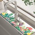 Watercolor Cactus Floral Sink Faucet Absorbing Mat Sink Splash Guard Faucet Mat by Unknown