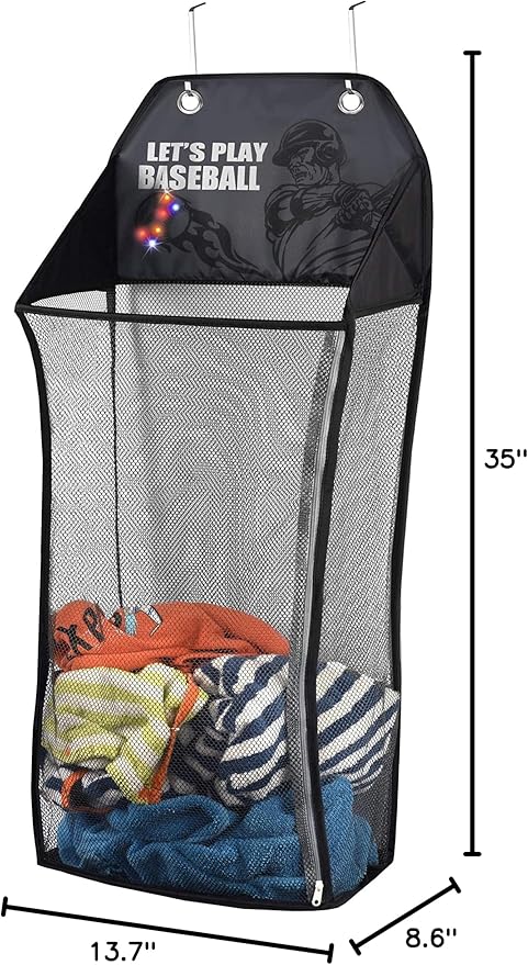 Store & Score Over The Door Hanging Kids Fun LED Baseball Light-Up Collapsible - Image 6