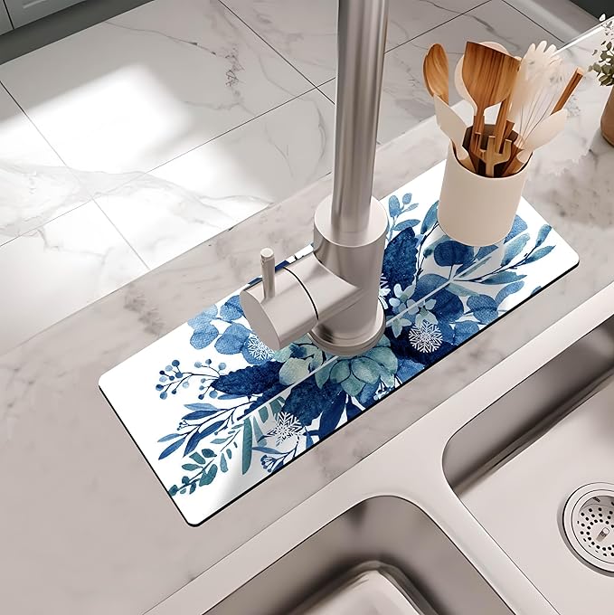 Kitchen Sink Splash Guard Faucet Mat -1 PC Super Absorbent Fast Drying Mat Sink - Image 2