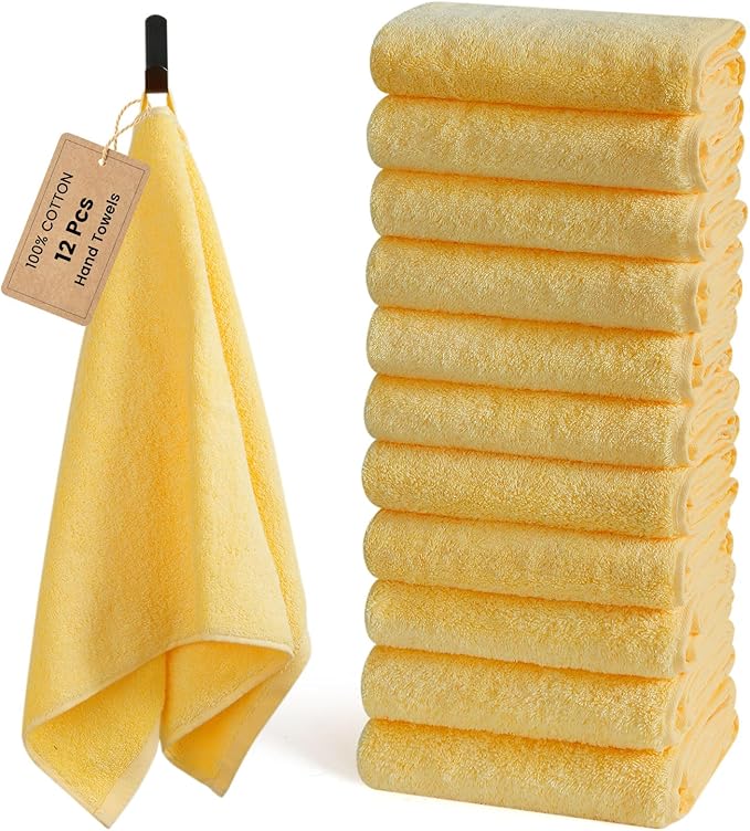 SEMAXE 12 Pack Hand Towels for Bathroom, 100% Cotton Towels by SEMAXE