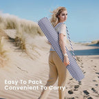 PHI VILLA 7ft Beach Umbrella with Fringe & Sand Anchor, Outdoor Patio Heavy Duty Windproof Portable Tassel Umbrellas for Sand with Push Button Tilt & Carrying Bag, UPF 50+, Stripe Blue & White - Image 5