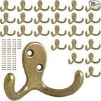 25 Pack Coat Hooks Wall Hooks for Hanging, Heavy Duty Double Prong Metal Hook by CBWLWJ