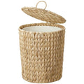 4 Gallon Wicker Trash Can with Lid, Small Bathroom Trash Can, Water Hyacinth by WEAVECOMFORTINTOEVERYCORNER