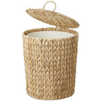 4 Gallon Wicker Trash Can with Lid, Small Bathroom Trash Can, Water Hyacinth by WEAVECOMFORTINTOEVERYCORNER