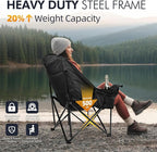 Oversized Camping Chair for Adults - Heavy Duty Outdoor Padded Large Lawn Camp Chair with Cup Holder Cooler Pockets for Sports Beach Fishing Garden Portable Supports 500lbs, AllBlack 2 Pack - Image 5