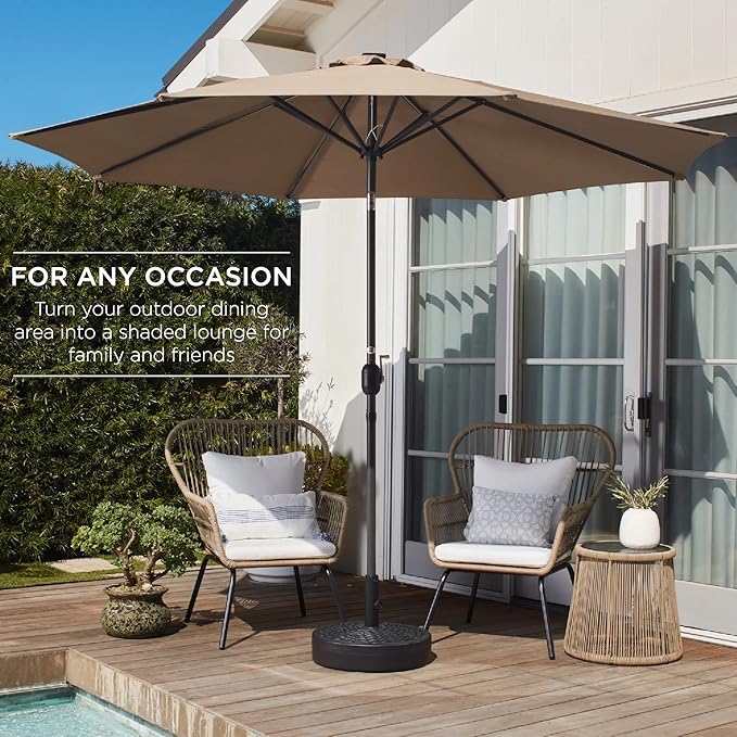 Best Choice Products 10ft Outdoor Table Compatible Steel Polyester Market Patio Umbrella w/Crank and Easy Push Button Tilt - Image 3
