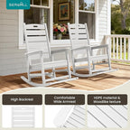 SERWALL Outdoor Rocking Chair Set of 2, Oversized Rocking Chair with Footboard for Adults, HDPE All Weather Resistant Rocking Chairs for Patio, 350lbs Weight Capacity, White - Image 6