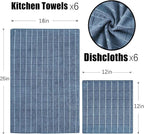 Microfiber Kitchen Towels and Dishcloths Set, 26 X 18 Inch and 12 X 12 Inch - Image 2