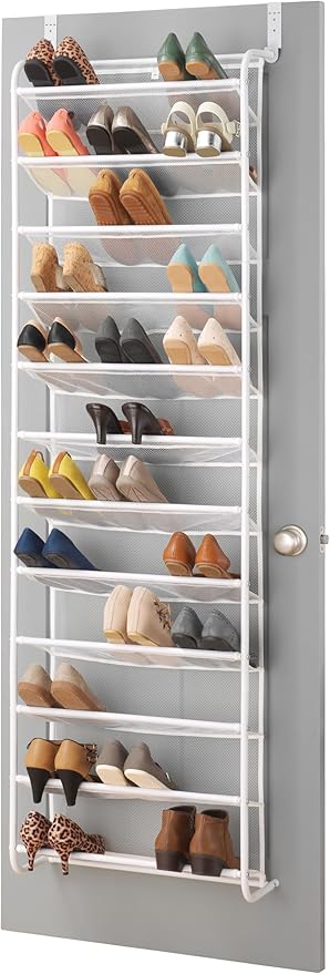 Whitmor 36 Pair Over The Door Shoe Organizer, 12 Tier Hanging Shoe Organizer - Image 2