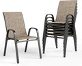 PHI VILLA Patio Chairs Set of 6, Outdoor Stackable Dining Chairs with E-Coating Metal Frame and Upgraded Textilene Fabric, All Weather Deck Chair 350 LBS Capacity for Porch Poolside Garden by PHIVILLAThepioneerofcomfortablehouseholdsupplies