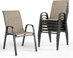 PHI VILLA Patio Chairs Set of 6, Outdoor Stackable Dining Chairs with E-Coating Metal Frame and Upgraded Textilene Fabric, All Weather Deck Chair 350 LBS Capacity for Porch Poolside Garden by PHIVILLAThepioneerofcomfortablehouseholdsupplies