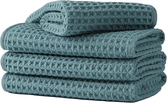 Microfiber Waffle Face Towels, 4 Pieces, Fast Drying, Lint Free 430 GSM by Unknown