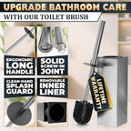 Silver Toilet Brush and Holder Set Stainless Steel – Square Design Toilet Bowl - Image 4