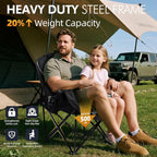Oversized Camping Chairs for Adults - Heavy Duty Padded Outdoor Folding Lawn XL Camp Chair with Cup Holder Cooler Pockets for Outside Sports Beach Fishing Garden Portable Supports 500lbs, Black - Image 5