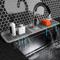 Folding sink splash guard behind faucet-faucet mat by Unknown