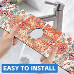 Oriental Turkish Carpet Pattern Red Dish Drying Mat - Image 6