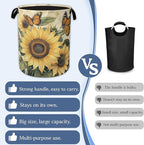 Vintage Sunflower Laundry Basket, Foldable Oxford Cloth Butterfly Laundry Hamper - Image 3