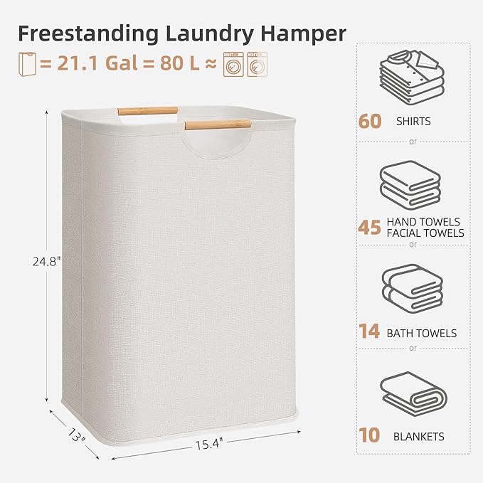 STORAGE MANIAC Large Laundry Hamper, 80L Collapsible Laundry Basket - Image 3