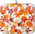 Fall Dish Drying Mat for Kitchen Counter Watercolor Pumpkins Autumn Leaves by Unknown