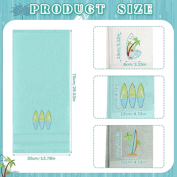 3 Pack Summer Surfboard Hand Towels - Image 2