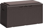 Greesum 100 Gallon Resin Deck Box Large Outdoor Storage Boxes with Cushions for Garden Tools, Patio Furniture Pillows, Pool Supplies, Dark Brown by BuynowfromGreesum