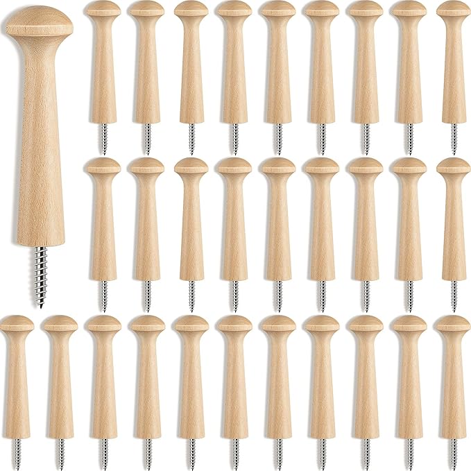 30 Pieces Wooden Shaker Peg Screw-on Pegs 3.62 Inch Long Unfinished Wood Shaker by Jetec