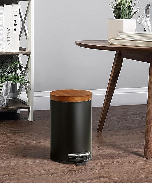 SunnyPoint Elite Bamboo Lid 4.5 Liter / 1.2 Gallon Round Trash Can - Image 2