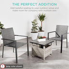 Best Choice Products Set of 2 Stackable Outdoor Wicker Dining Chairs All-Weather Firepit Armchair w/Armrests, Steel Frame for Patio, Deck, Garden, Yard - Natural - Image 6