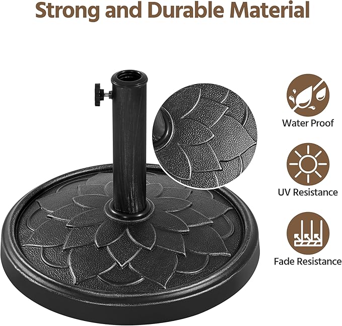 Yaheetech 18'' Umbrella Base 26.5lbs Heavy Duty Patio Umbrella Stand, Round Umbrella Base Stand, Resin Umbrella Holder for Outdoor, Garden, Yard, Black - Image 7