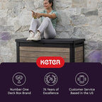 Keter Ashwood 100 Gallon Resin Deck Box Organization and Storage for Patio Furniture Outdoor Cushions, Throw Pillows, Garden Tools and Pool Toys, Brown - Image 11