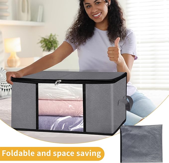 3 Pack Storage Bags, 45L Foldable Clothes Storage Bins - Image 9