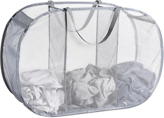Seiritex Mesh Popup Laundry Hamper 3 Compartment Sortable Horizontal by SEIRITEX