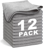 Gray Microfiber Cleaning Cloth 13"x13", Ultra Soft Absorbent Microfiber by WEAWE