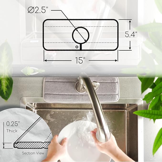 Ternal Original SINKMAT 15in Faucet Splash Guard Extra Long Microfiber Sink - Image 3