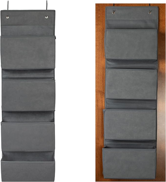 Joyful Moose Over the Door Hanging Organizer Closet Storage Bins Grey - Image 9