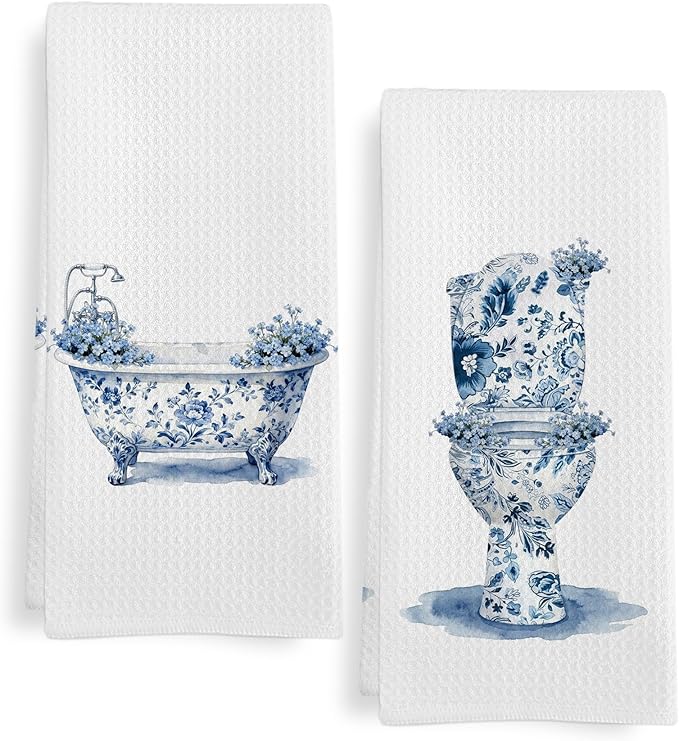 Chinoiserie Wildflower Hand Towels by Unknown