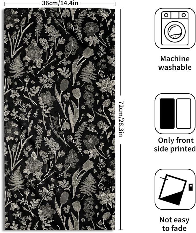 Black Spring Floral Hand Towels - Image 2