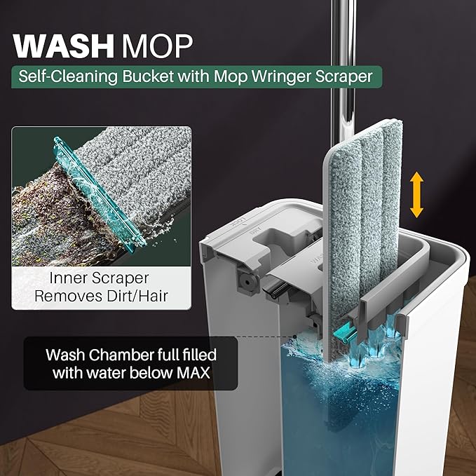 JOYMOOP Mop and Bucket with Wringer Set, Wet Dry Wall Cleaner with Long Handle - Image 2