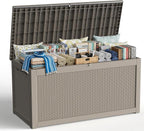 320 Gallon Outdoor Storage Box,Large Waterproof UV Resistant Deck Box,Lockable Storage Container for Patio Furniture Cushions Garden Tools and Pool Accessories(Gray) by Unknown