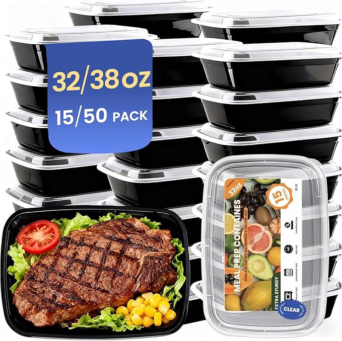 15 Pack 32oz Meal Prep Containers Reusable BPA-Free, Disposable Food Storage by Unknown