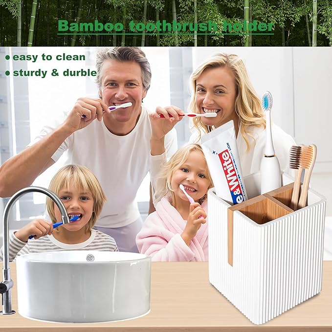 rejomiik Toothbrush Holders for Bathrooms Countertop, 3 Slots Electric Tooth - Image 8