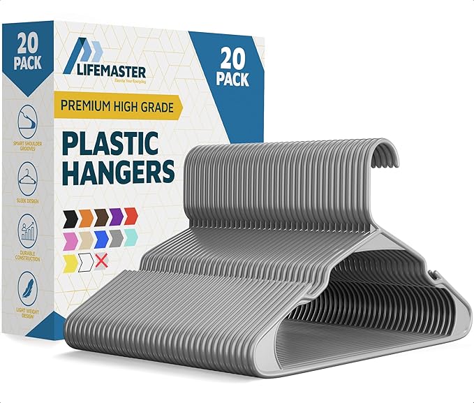 Lifemaster Plastic Clothes Hangers – Heavy Duty Hanger Set, by LIFEMASTER