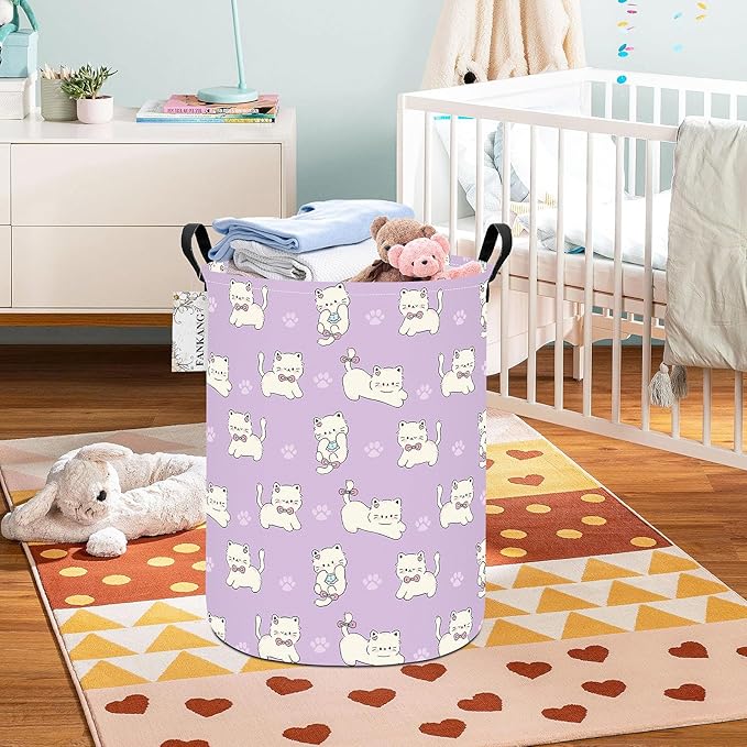 FANKANG Storage Basket, Nursery Hamper Canvas Laundry Basket Foldable - Image 3